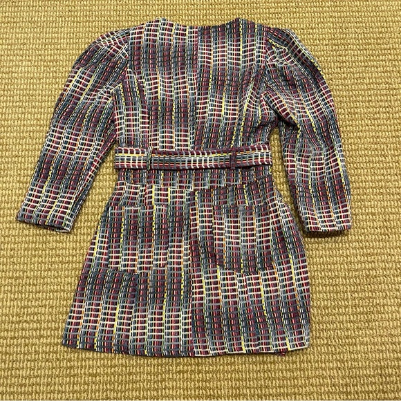 Queen of Sparkles Denim Tweed Plaid Long Sleeve Poof Sleeve Dress Medium - Picture 13 of 13